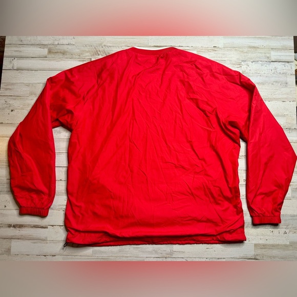 Under Armour Red White VNeck Lined Poly Windbreaker Pullover Drawstring Men 2XL - Picture 8 of 10